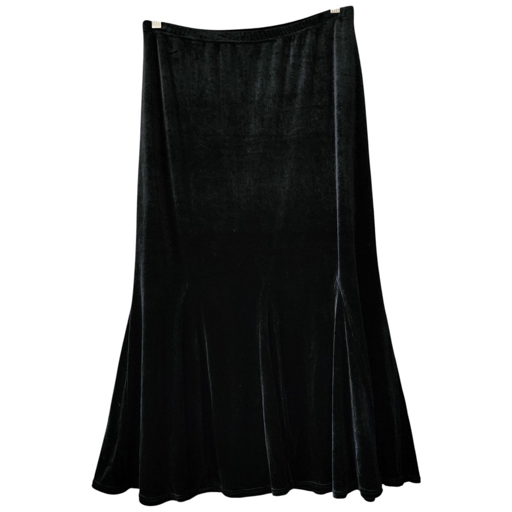 Elementz Mermaid Maxi‎ Midi Black Velvet Whimisgoth Flamenco Skirt M Pull on